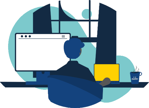 A man in a alice blue shirt with a thinking expression